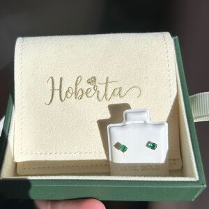 10k emerald earrings SCREW BACK